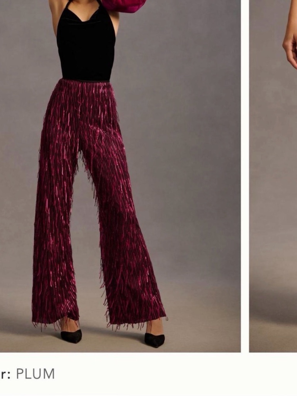 Maeve fringed sequin wide leg pant